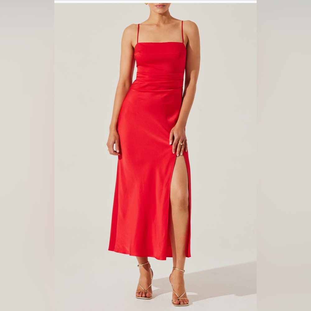 ASTR Red Satin Slip Dress - Medium
